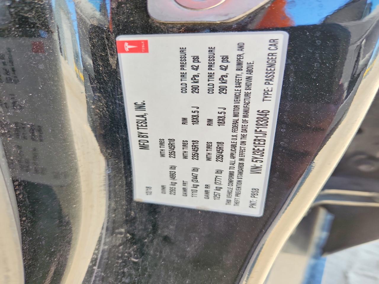 2018 TESLA MODEL 3