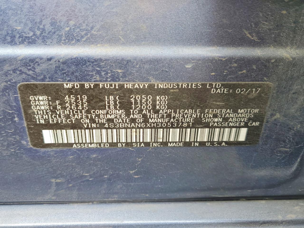 2017 SUBARU LEGACY