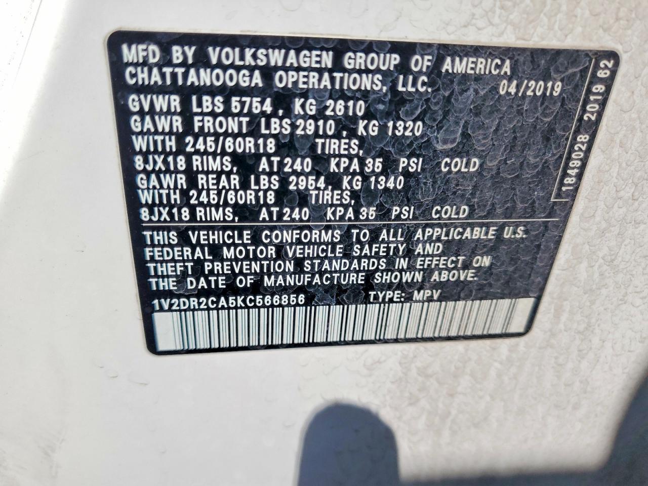 2019 VOLKSWAGEN ATLAS