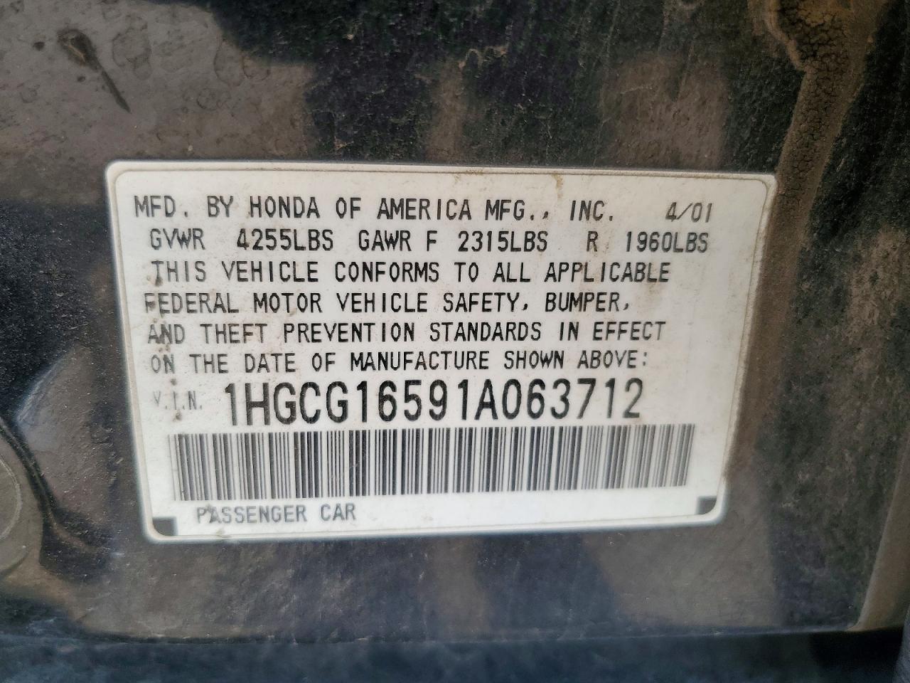 2001 HONDA ACCORD