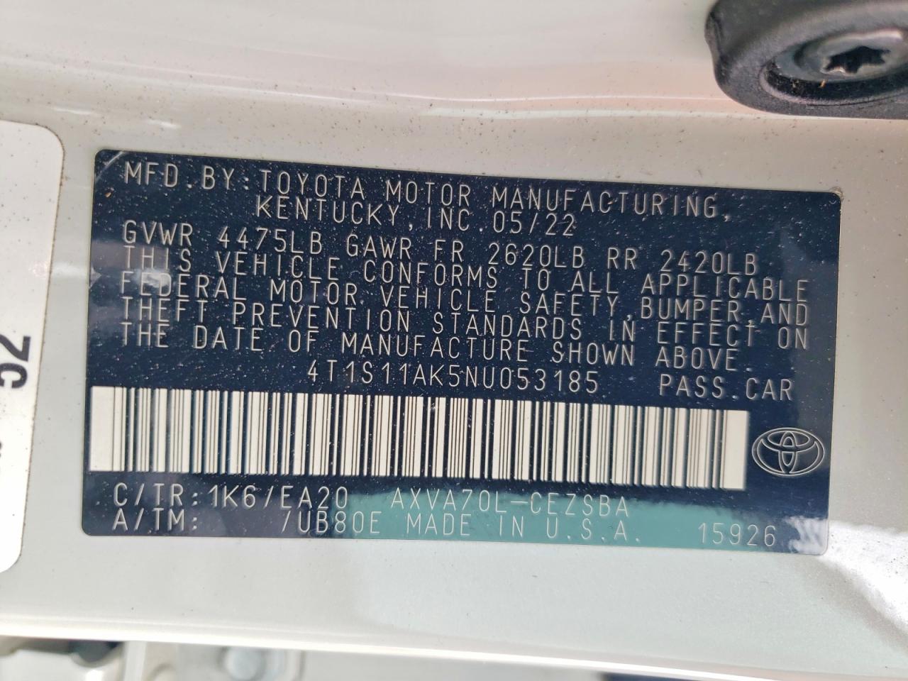 2022 TOYOTA CAMRY