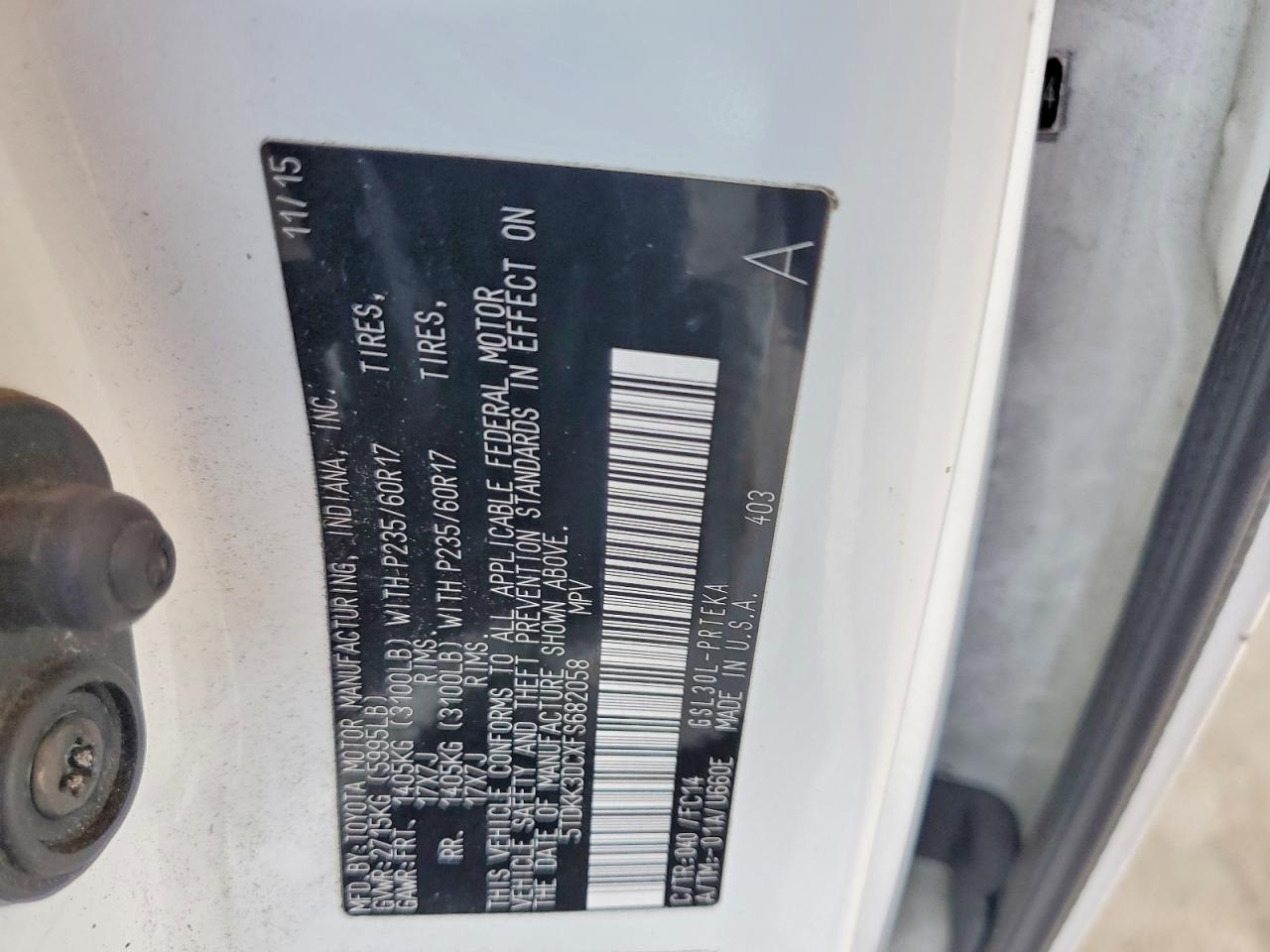 2015 TOYOTA SIENNA