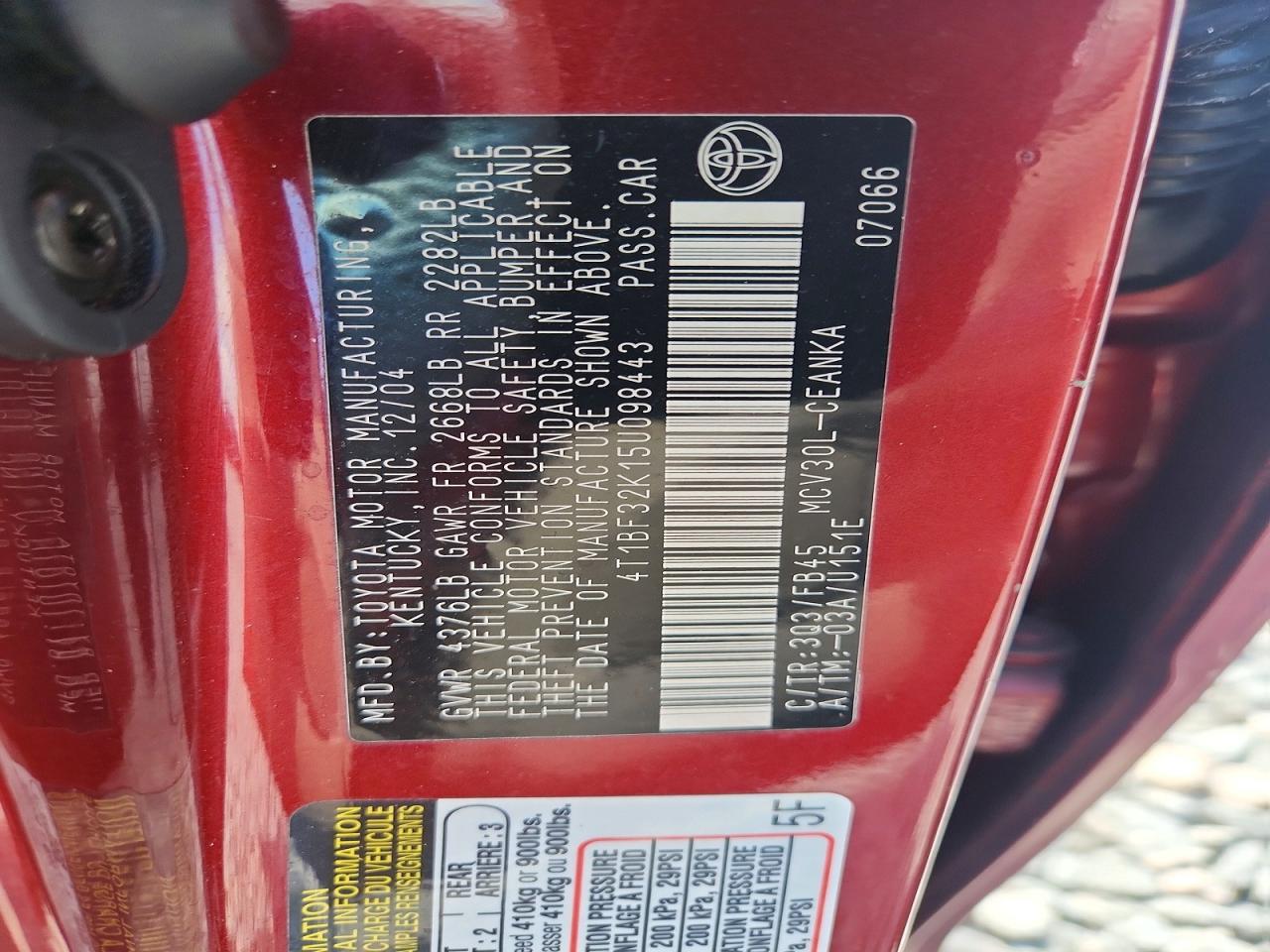 2005 TOYOTA CAMRY
