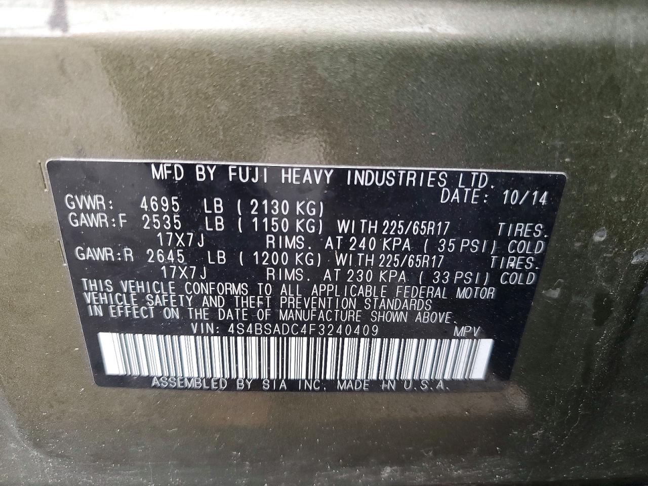 2015 SUBARU OUTBACK