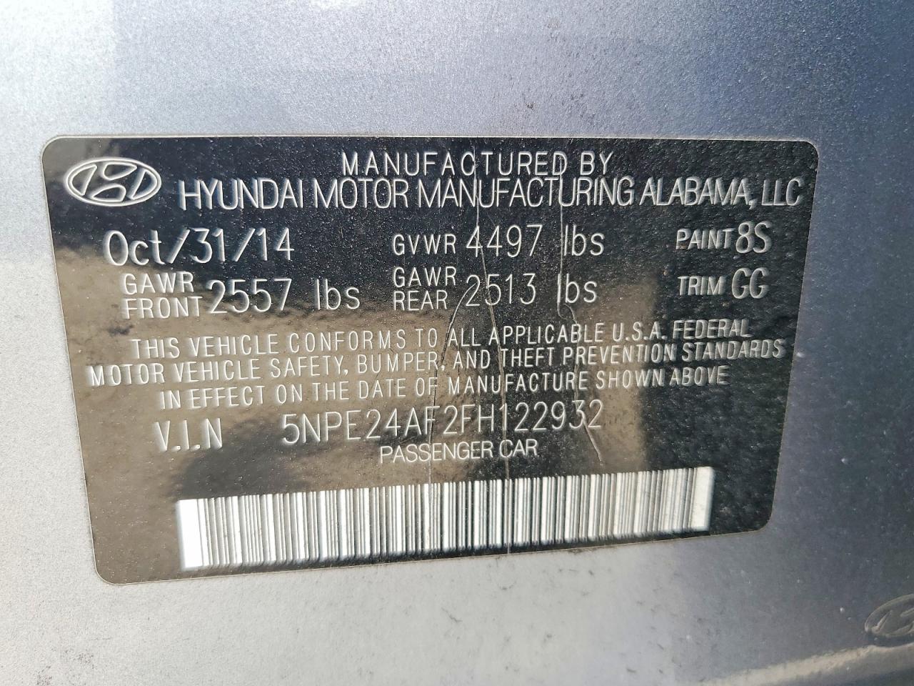2015 HYUNDAI SONATA