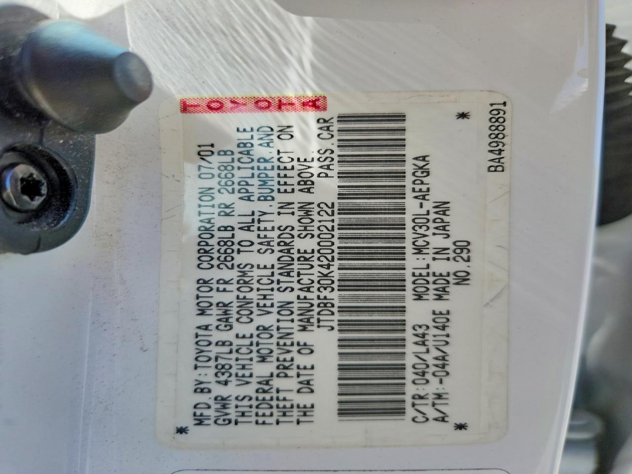 2002 TOYOTA CAMRY