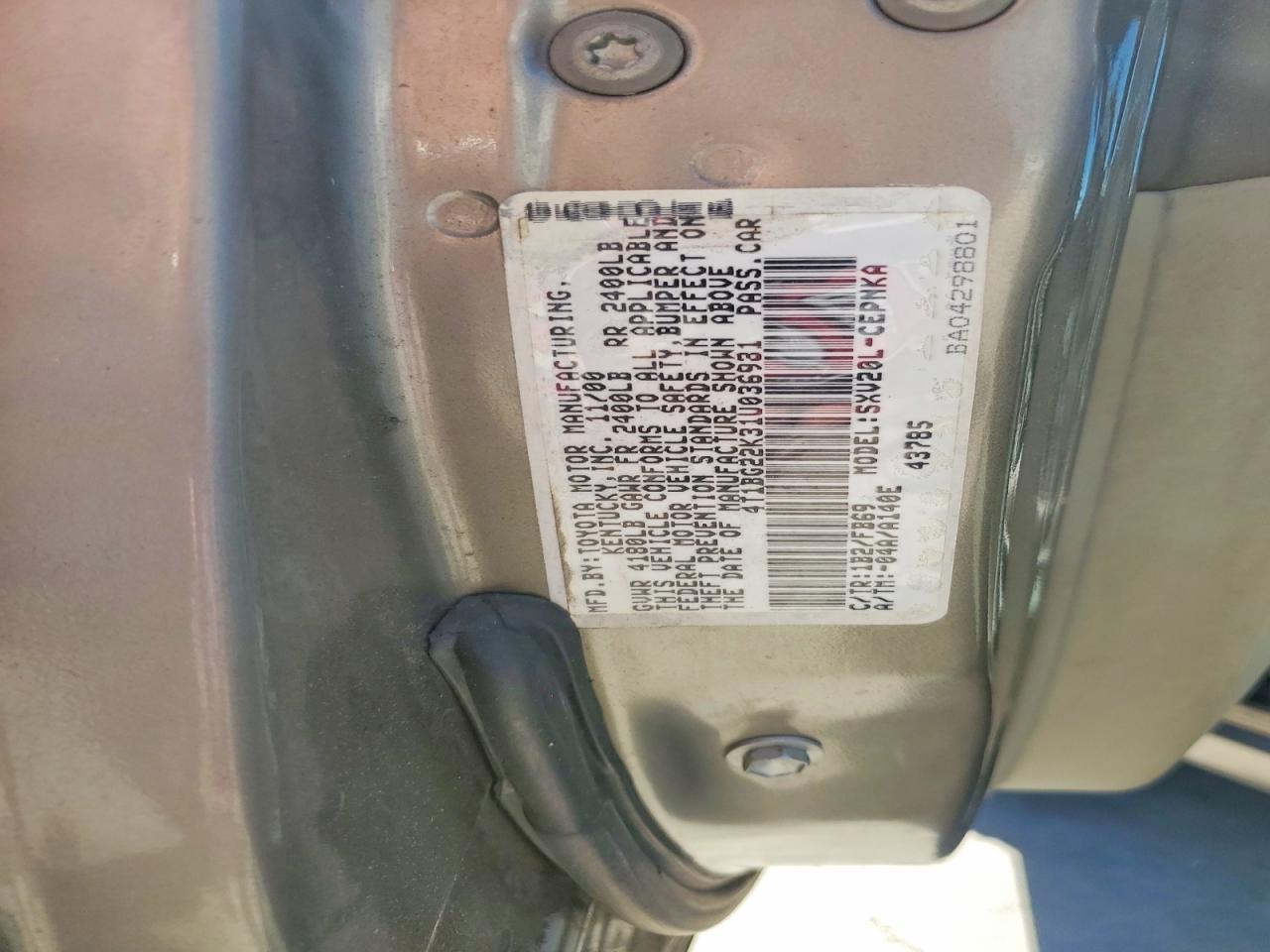 2001 TOYOTA CAMRY