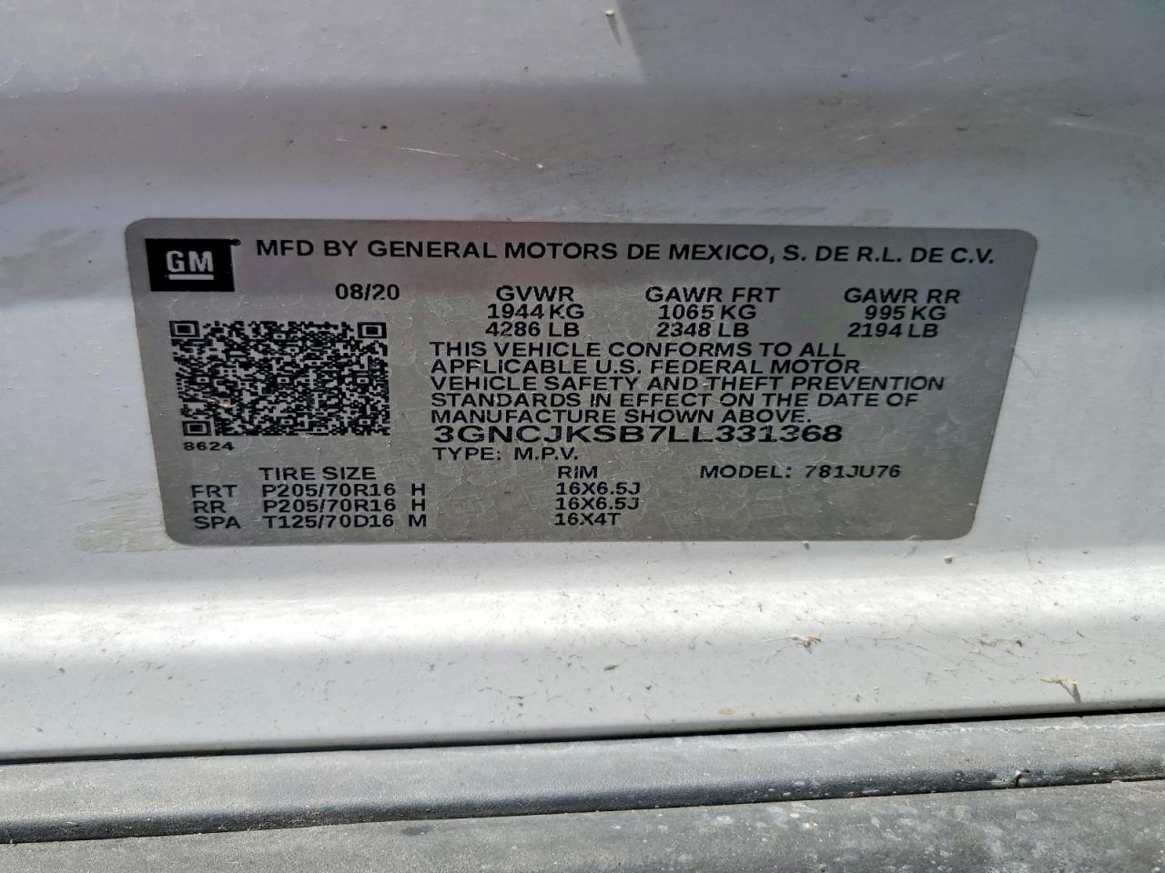2020 CHEVROLET TRAX