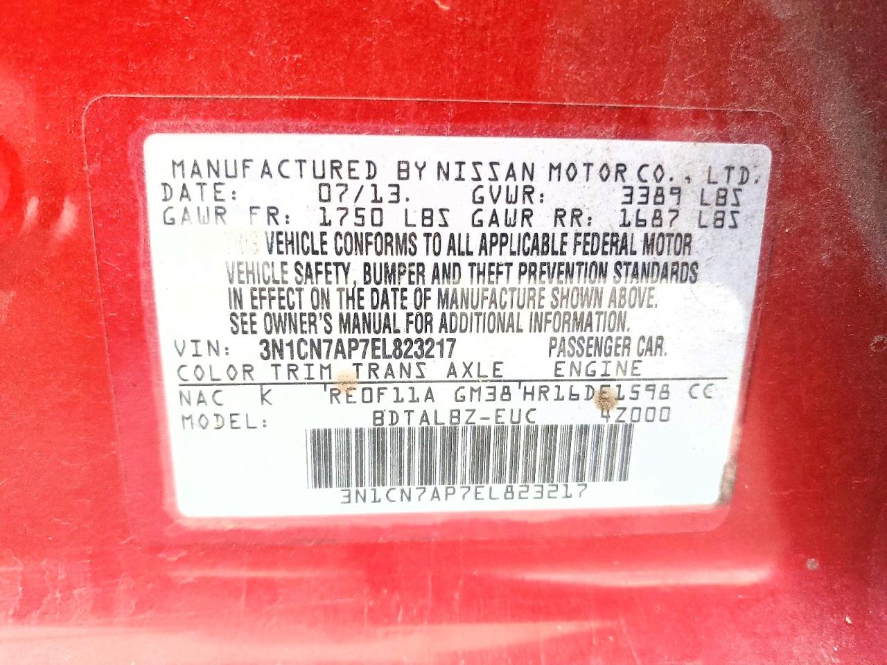 2014 NISSAN VERSA
