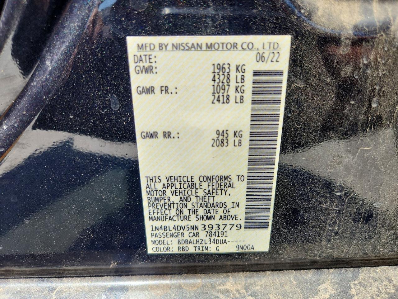 2022 NISSAN ALTIMA