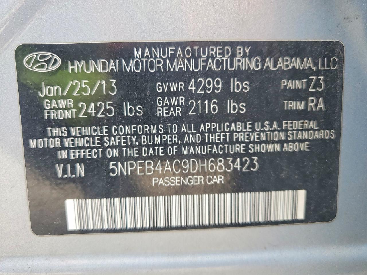 2013 HYUNDAI SONATA