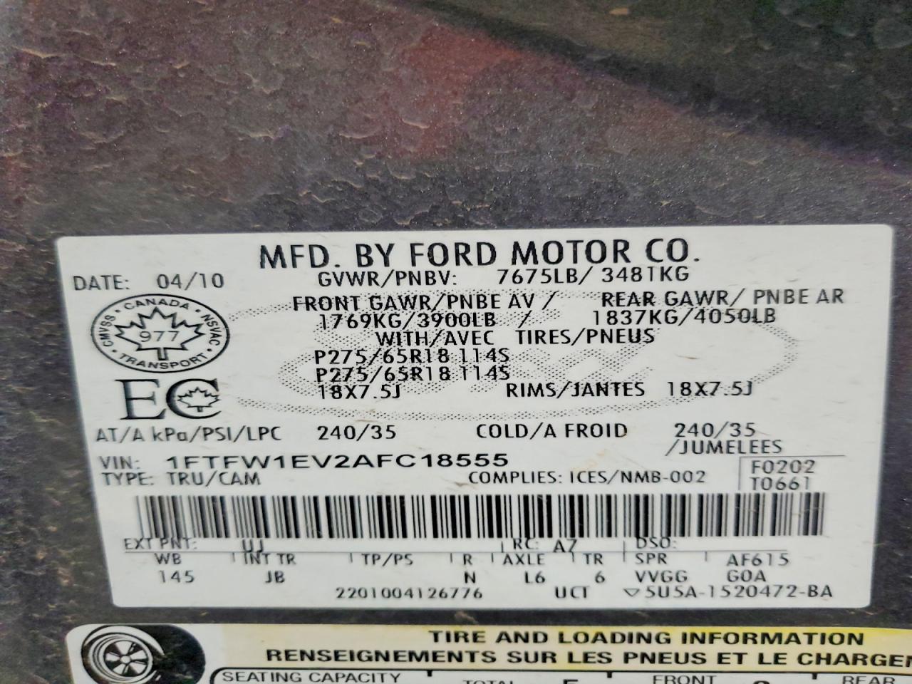 2010 FORD F150
