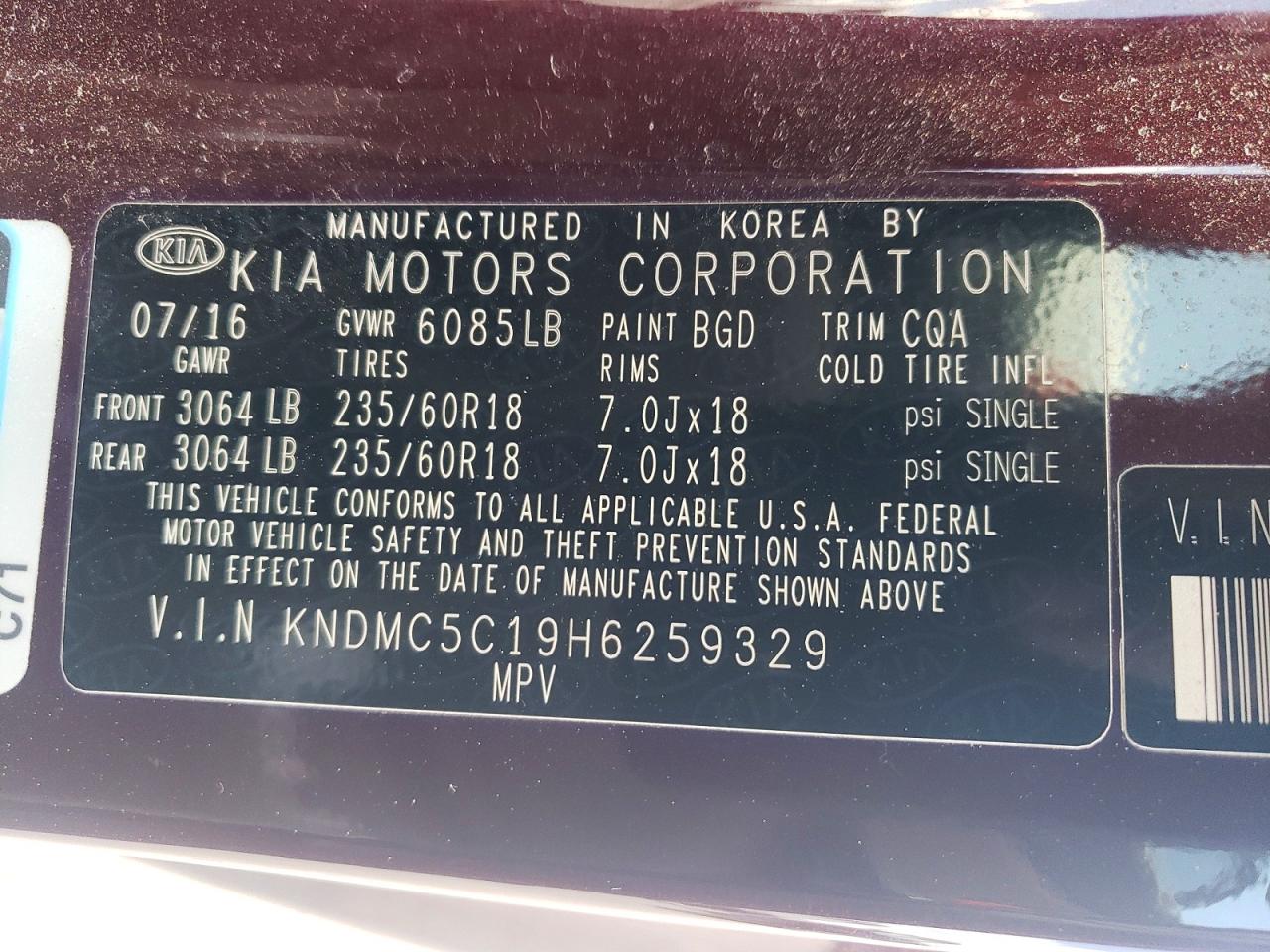 2017 KIA SEDONA