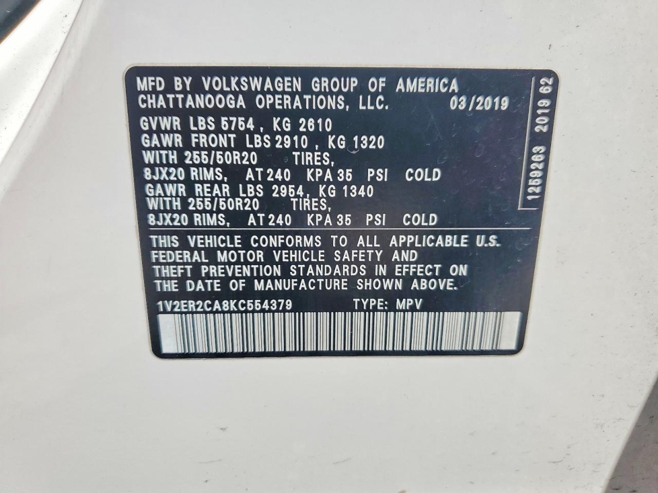2019 VOLKSWAGEN ATLAS