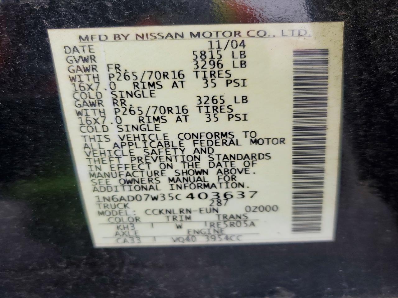 2005 NISSAN FRONTIER