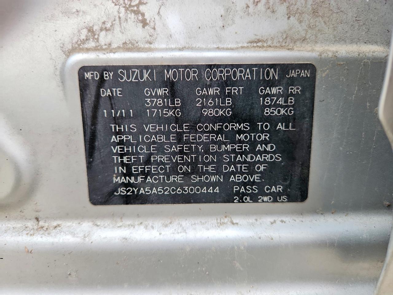 2012 SUZUKI SX4