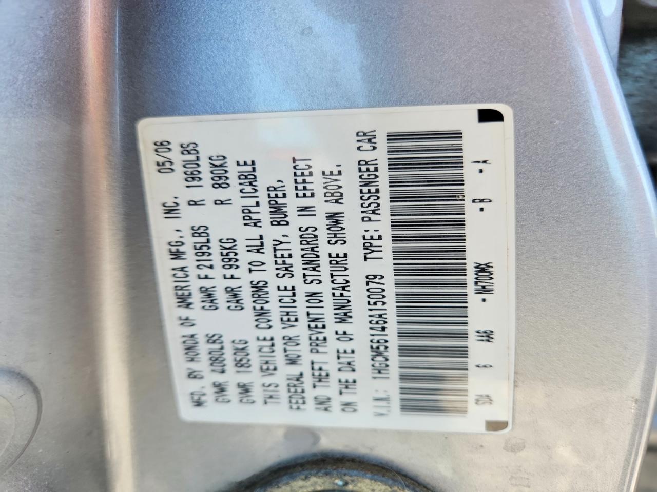 2006 HONDA ACCORD