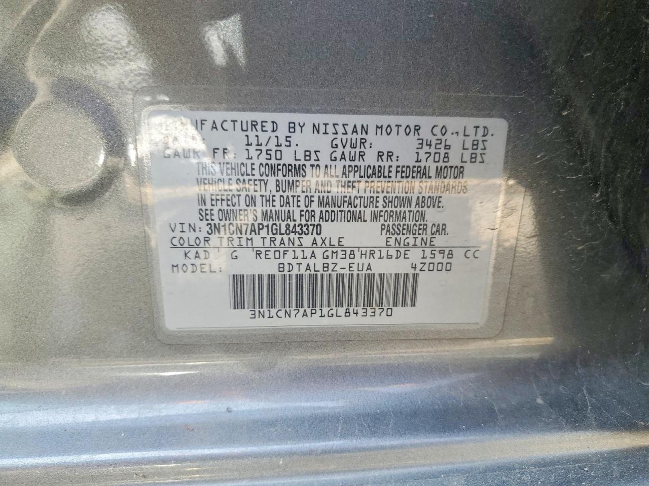 2016 NISSAN VERSA