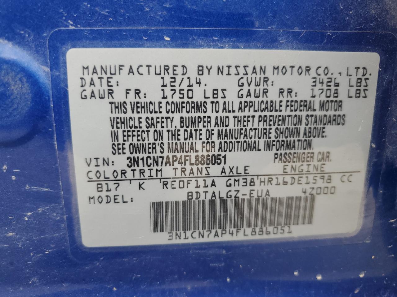 2015 NISS VERSA