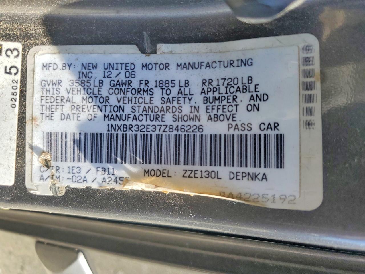 2007 TOYOTA COROLLA