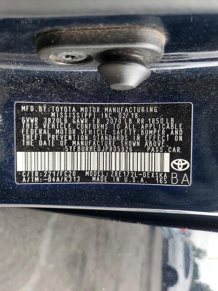 2018 TOYOTA COROLLA