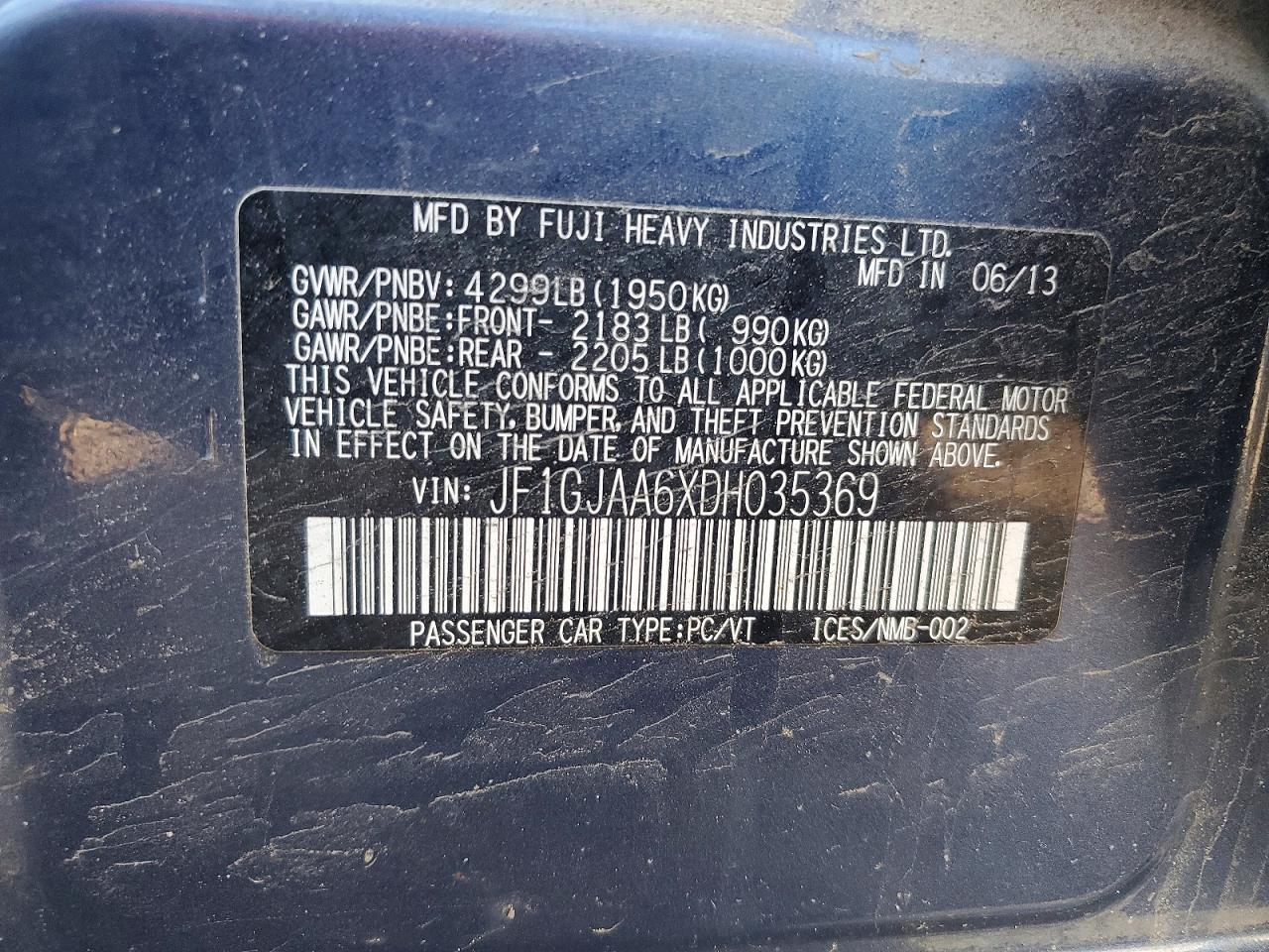 2013 SUBARU IMPREZA