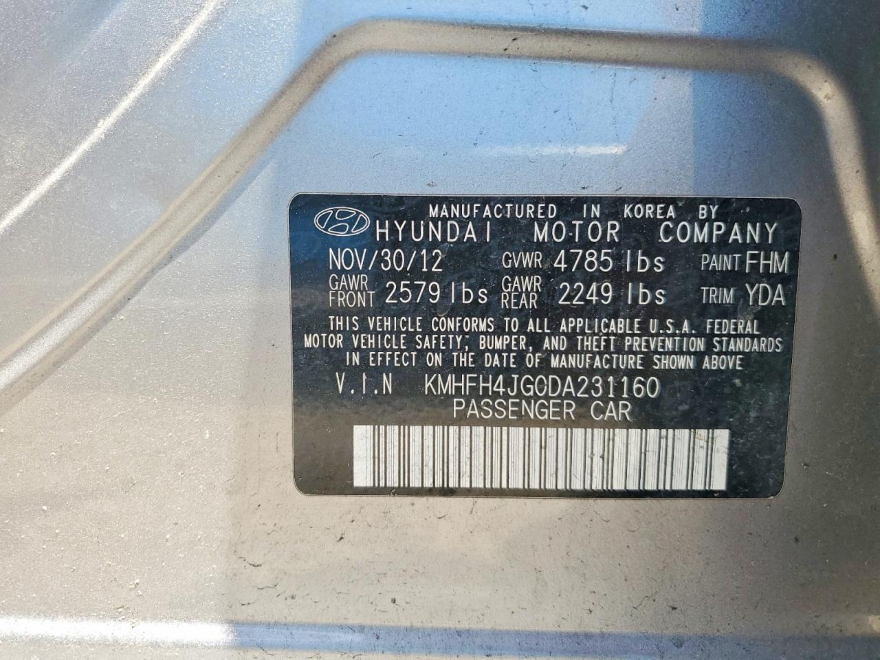 2013 HYUNDAI AZERA