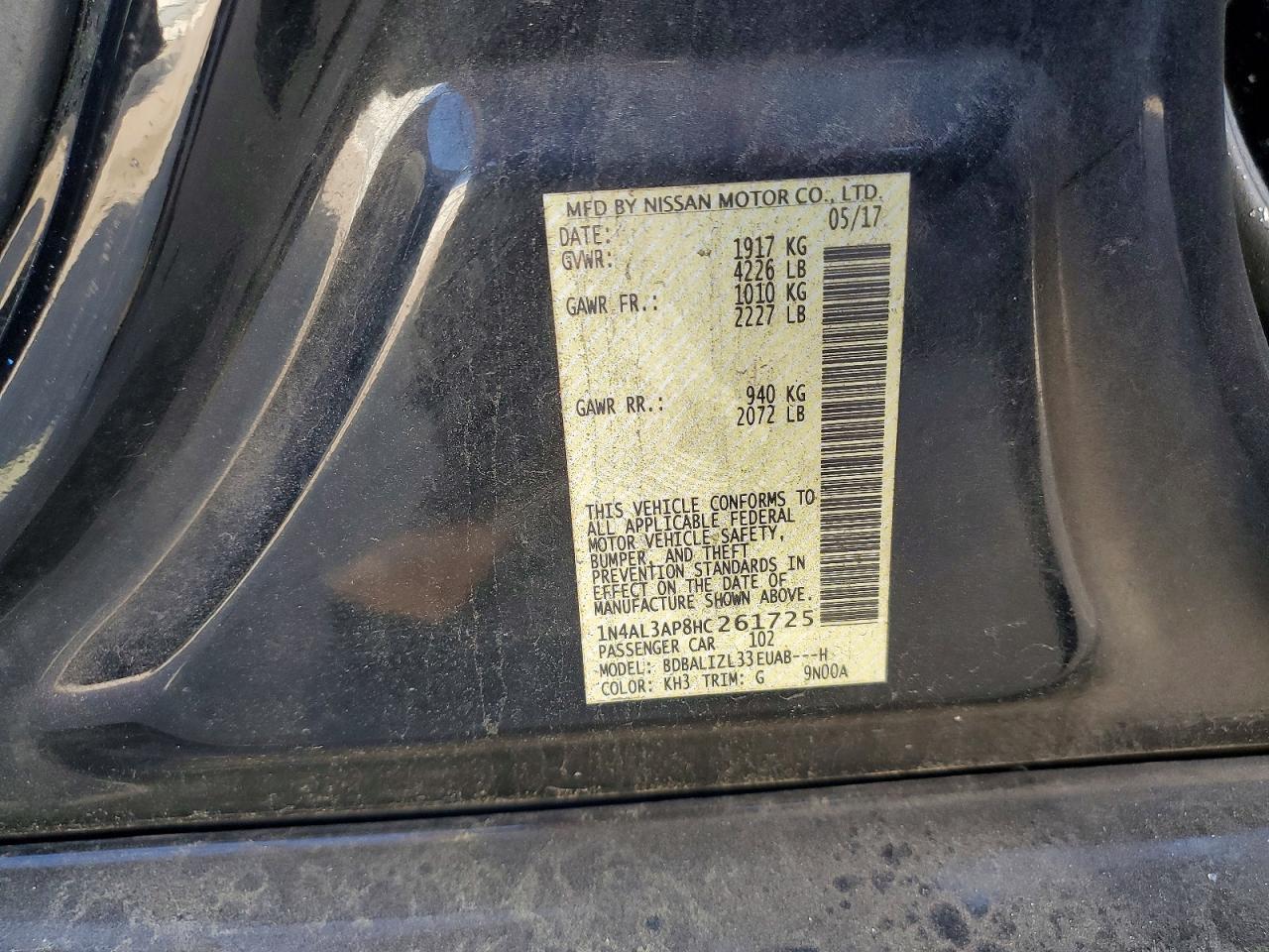 2017 NISSAN ALTIMA