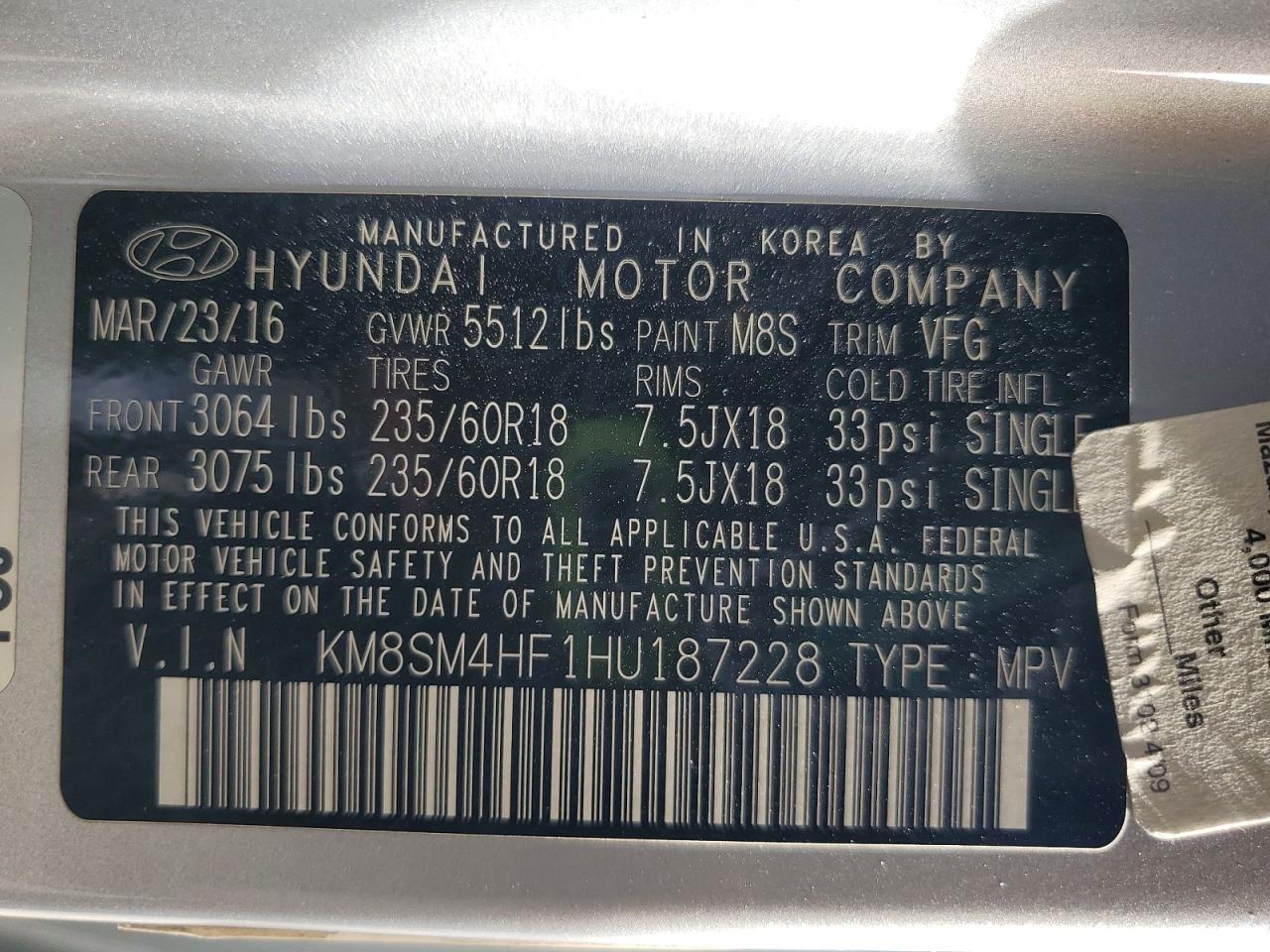 2017 HYUNDAI SANTA FE