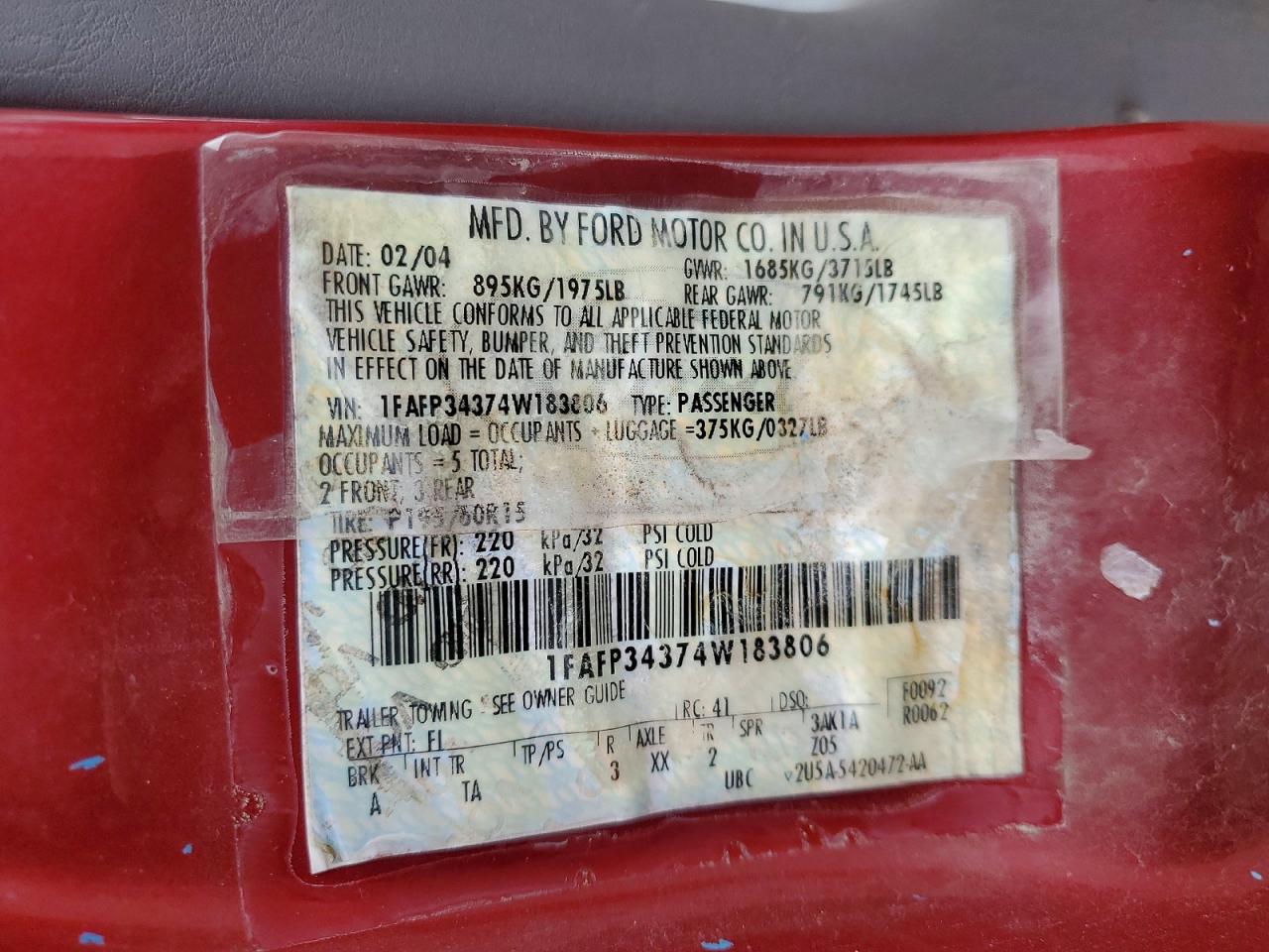 2004 FORD FOCUS