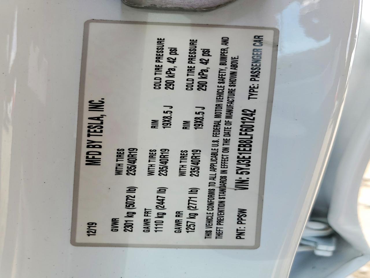 2020 TESLA MODEL 3