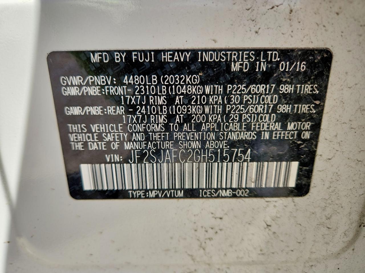 2016 SUBARU FORESTER