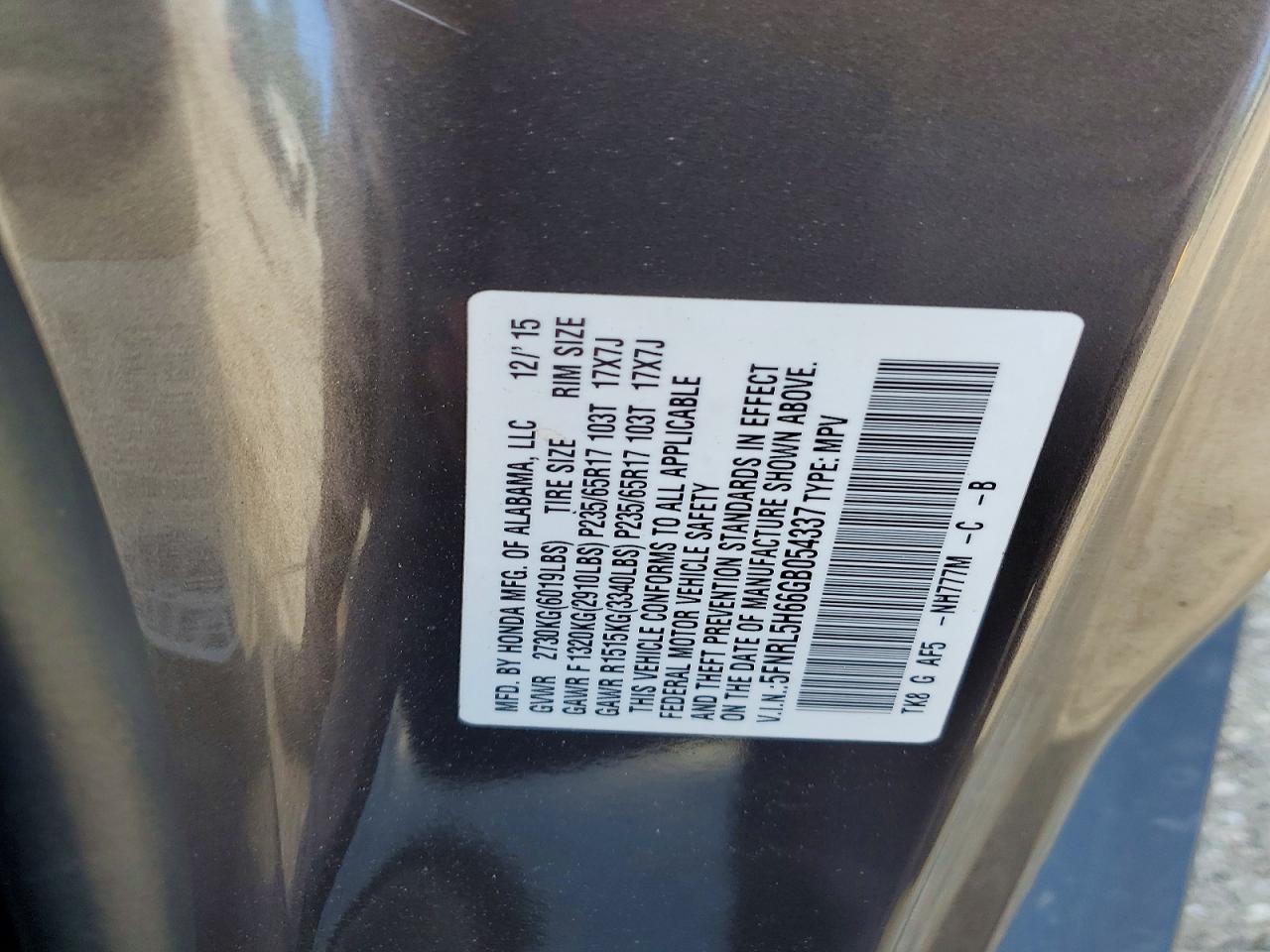2016 HONDA ODYSSEY