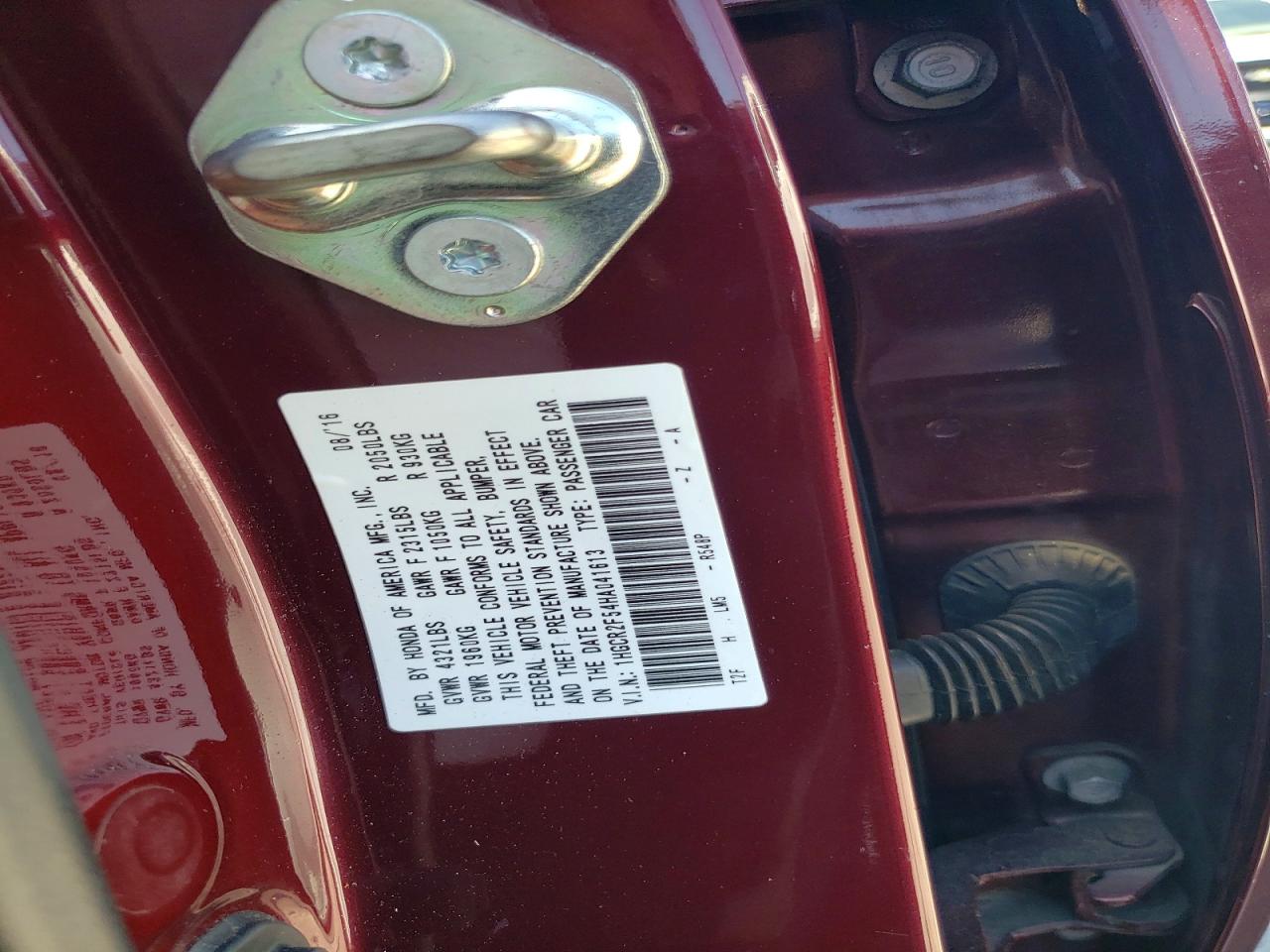 2017 HONDA ACCORD