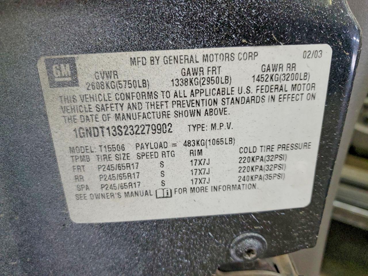 2003 CHEVROLET TRAILBLZR