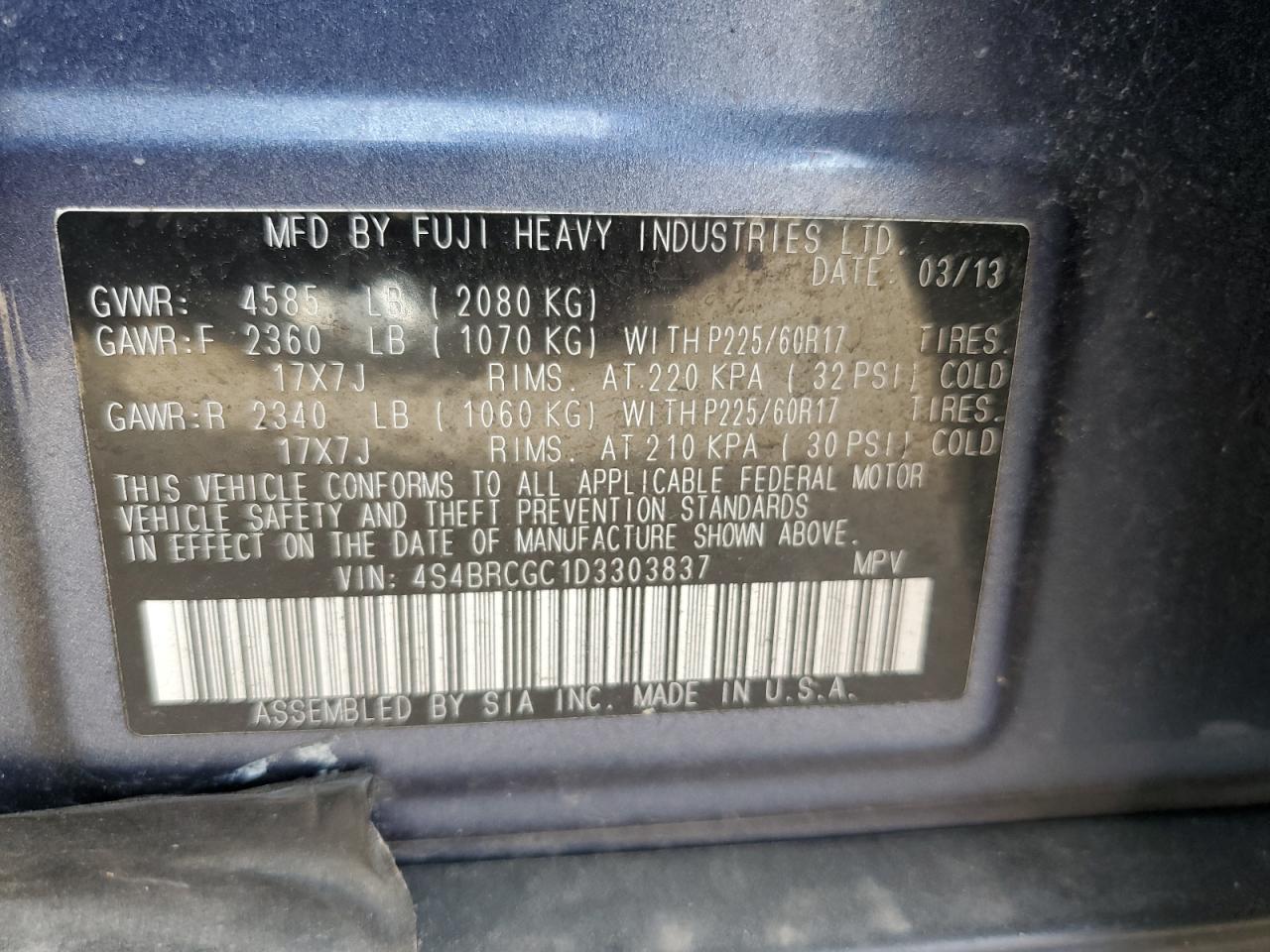 2013 SUBARU OUTBACK