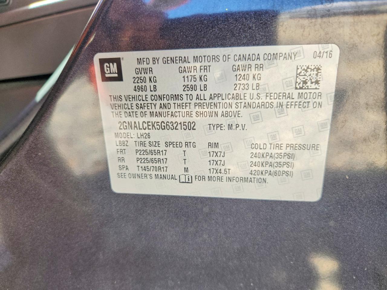 2016 CHEVROLET EQUINOX