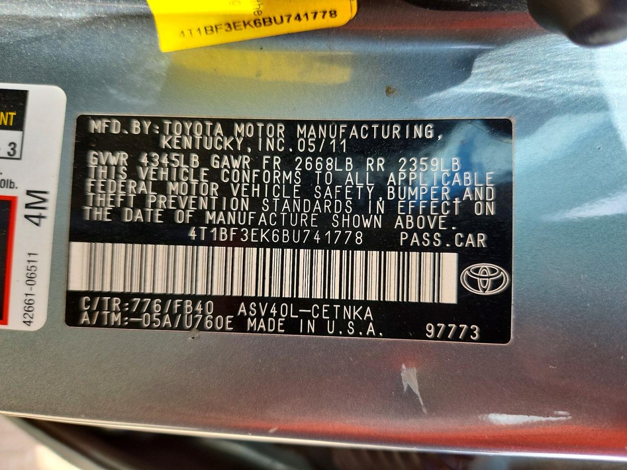 2011 TOYOTA CAMRY