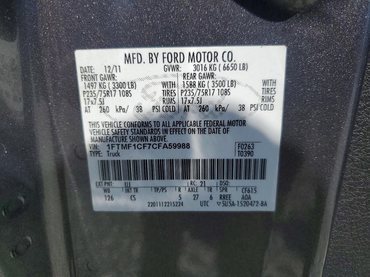 2012 FORD F150