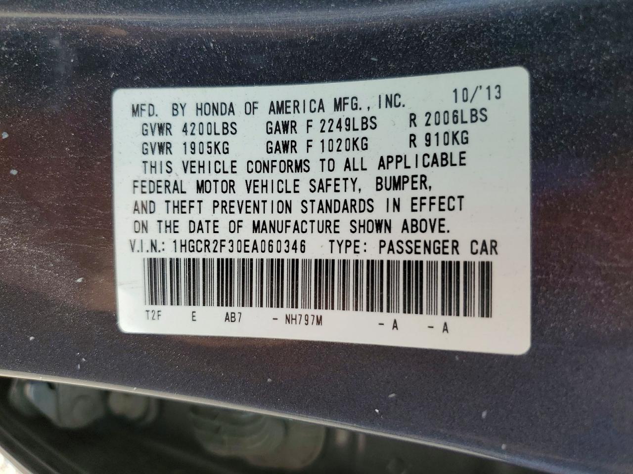 2014 HONDA ACCORD