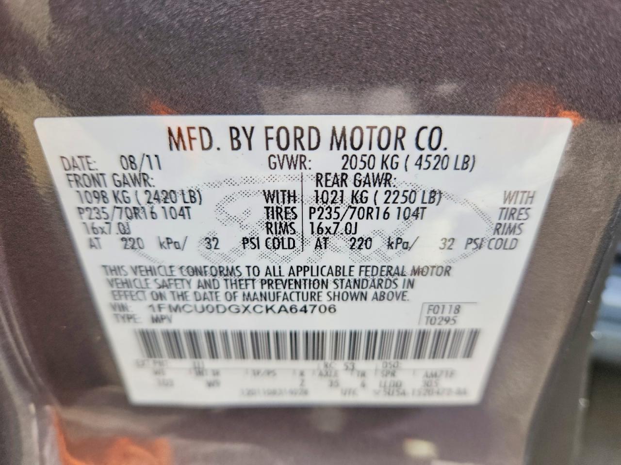 2012 FORD ESCAPE