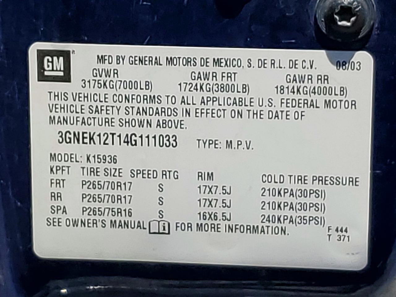 2004 CHEVROLET AVALANCHE