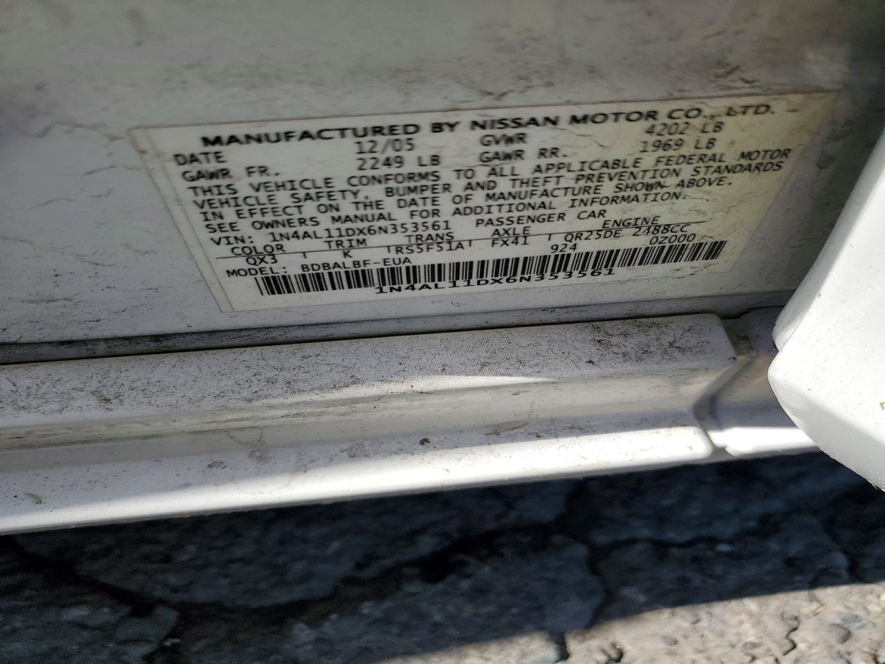 2006 NISSAN ALTIMA