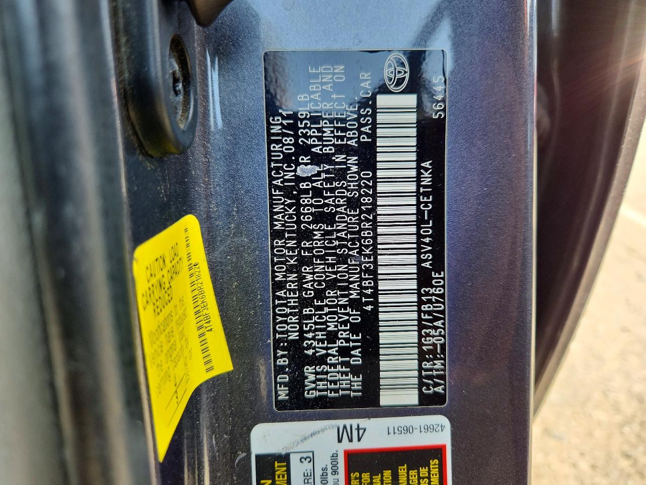 2011 TOYOTA CAMRY