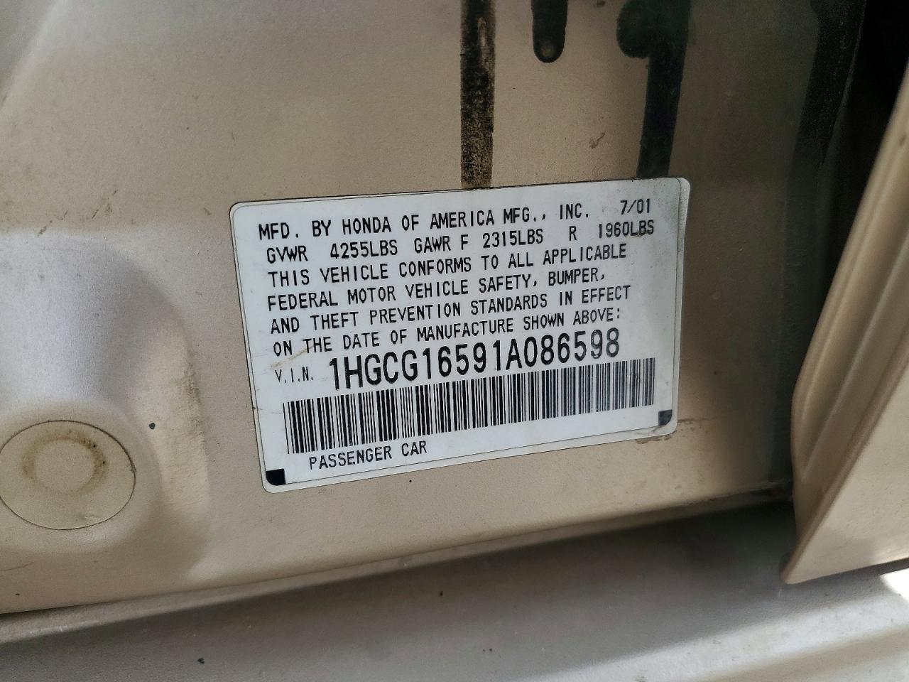 2001 HONDA ACCORD