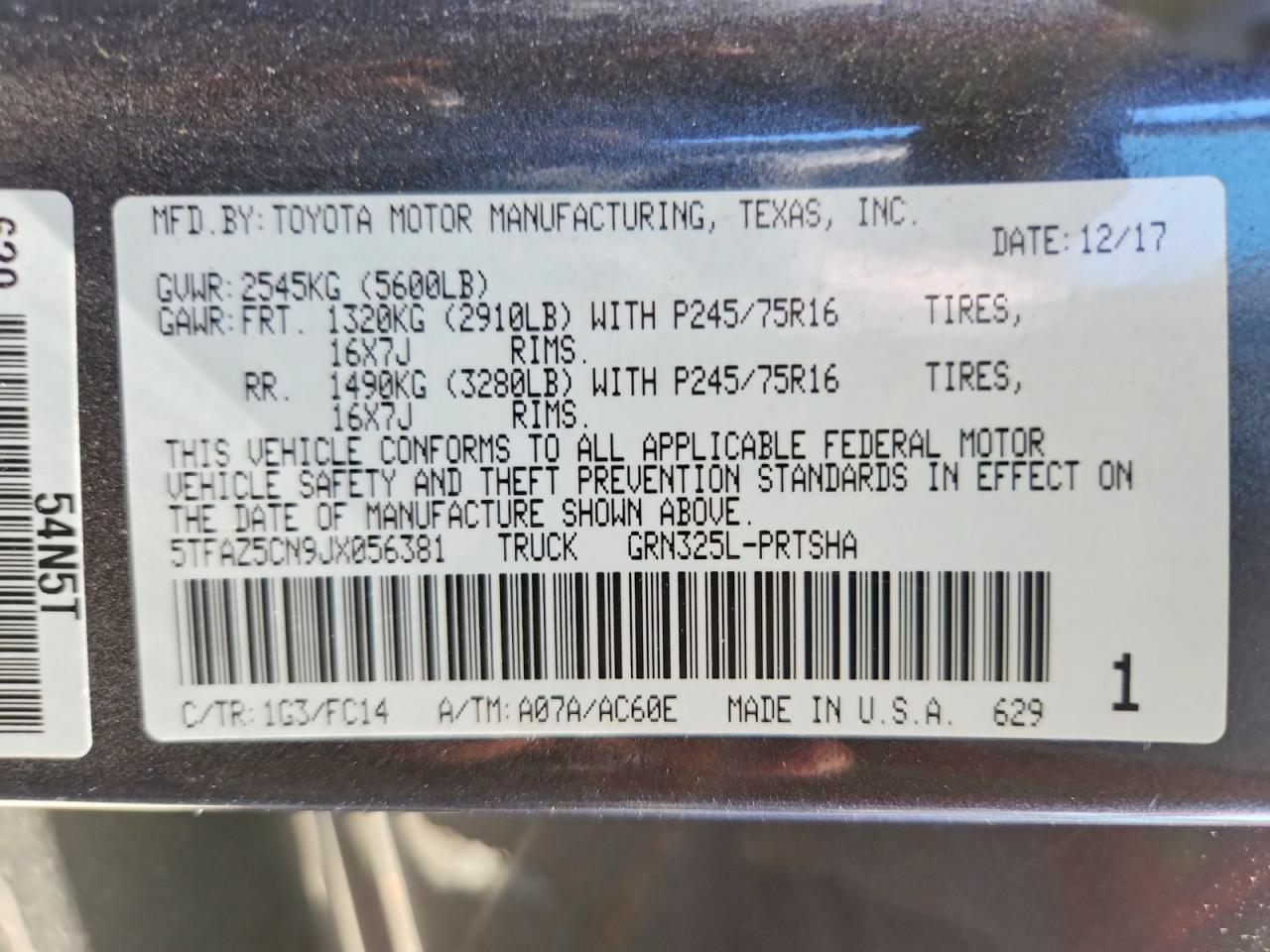 2018 TOYOTA TACOMA