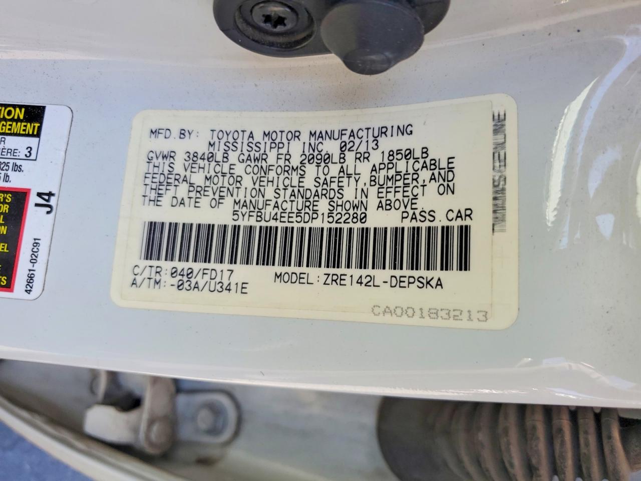2013 TOYOTA COROLLA