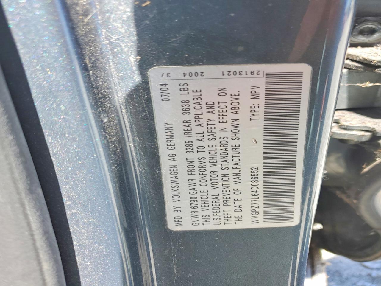 2004 VOLKSWAGEN TOUAREG TD