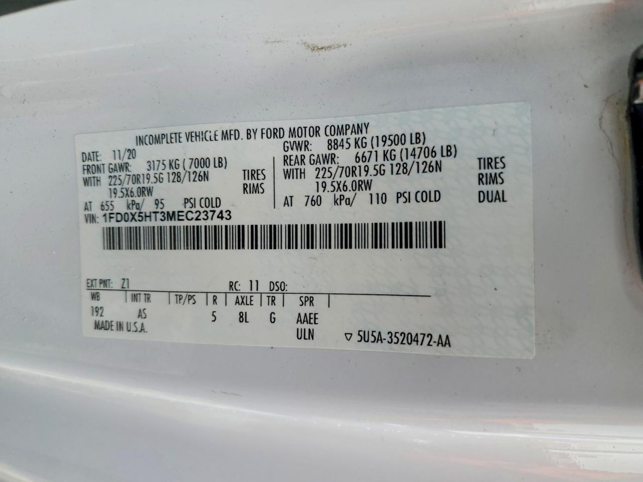 2021 FORD F550