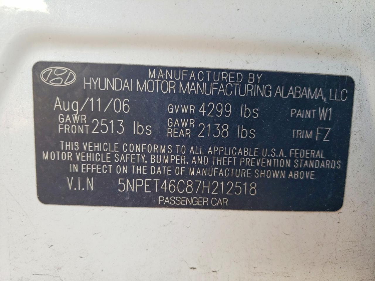 2007 HYUNDAI SONATA